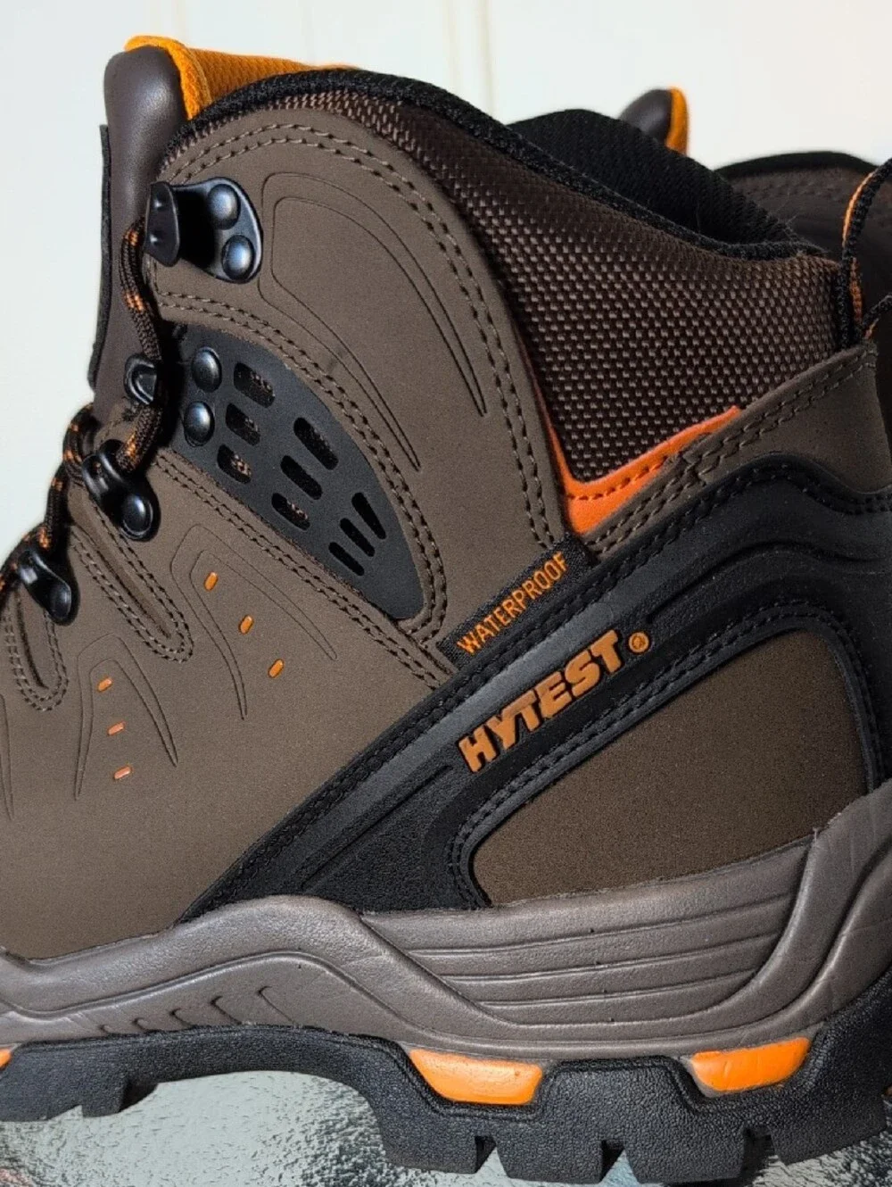 Hytest Men's Steel Toe Work Boots in Brown & Orange 12